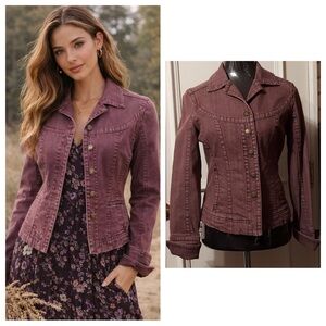 Dusty Purple Denim Jacket Small Whimsigoth Cottagecore Fitted Jean Coat